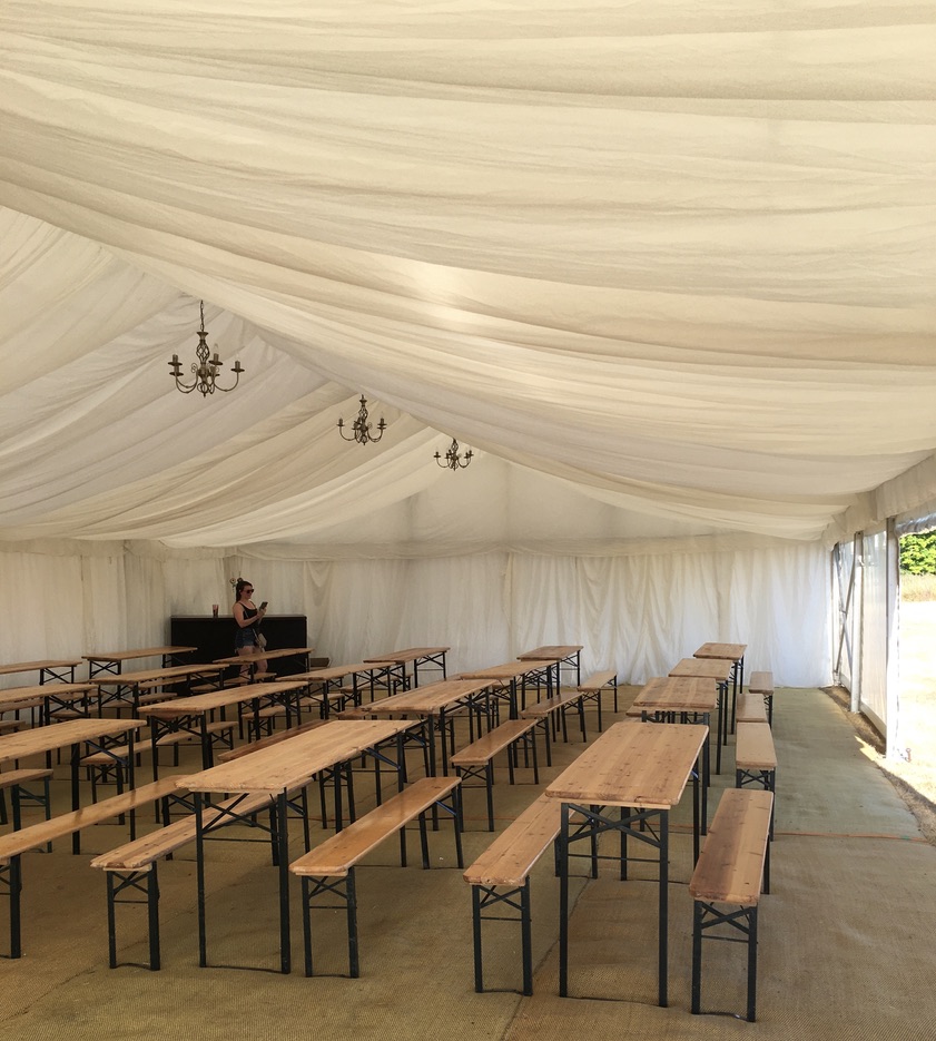 Tables and Benches in Marquee