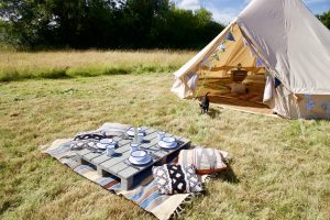 bell tent with picnic