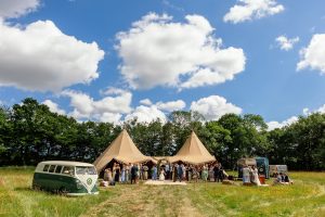 Tipi with VDub at Sussex Wedding venue