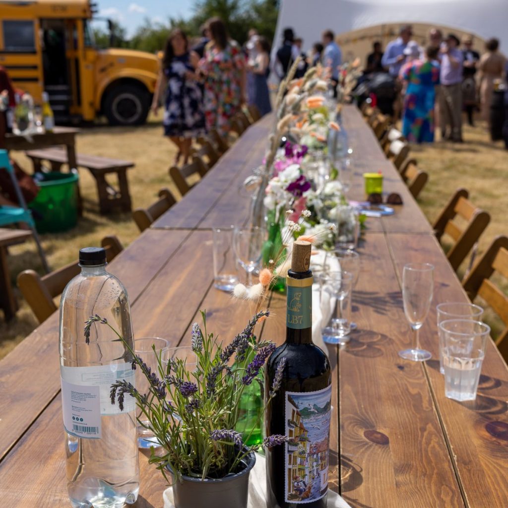 Wedding venue Sussex rustic table set up